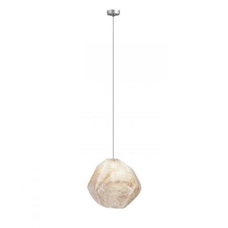 Fine Art Lamps Natural Inspirations Pendant, Round, 1-Light, LED, Natural Quartz Glass, Platinized Silver Leaf Can 851840-10LD